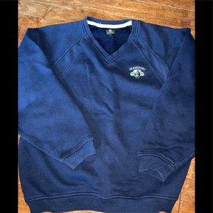 Men's Large Cotton V-Neck, Frankfurt, Navy Blue, Men's size Large